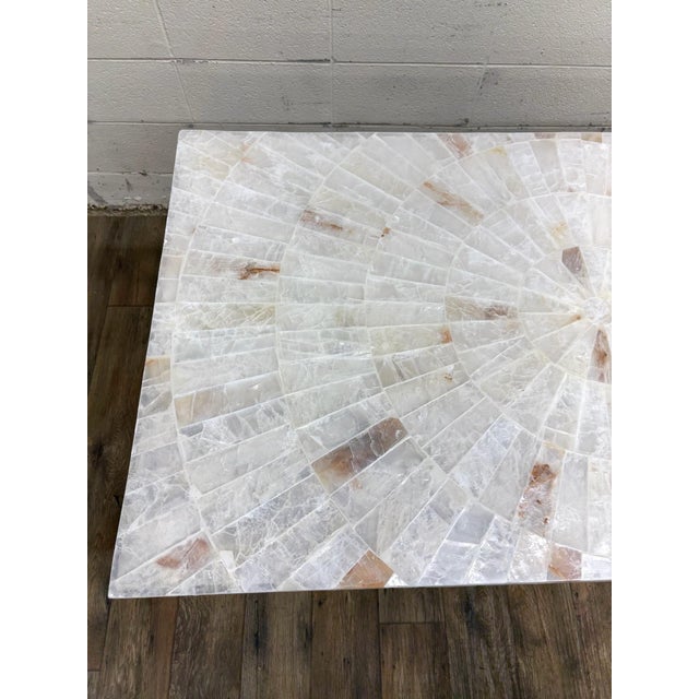 Late 20th Century Vintage Hooker Furniture Co Selenite Mosaic Sunburst Dining Table Writing Desk For Sale - Image 5 of 12