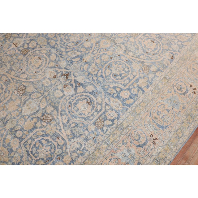 Early 20th Century Early 20th Century Light Blue Persian Tabriz Oversize Rug - 10'9" x 18'6" For Sale - Image 5 of 11