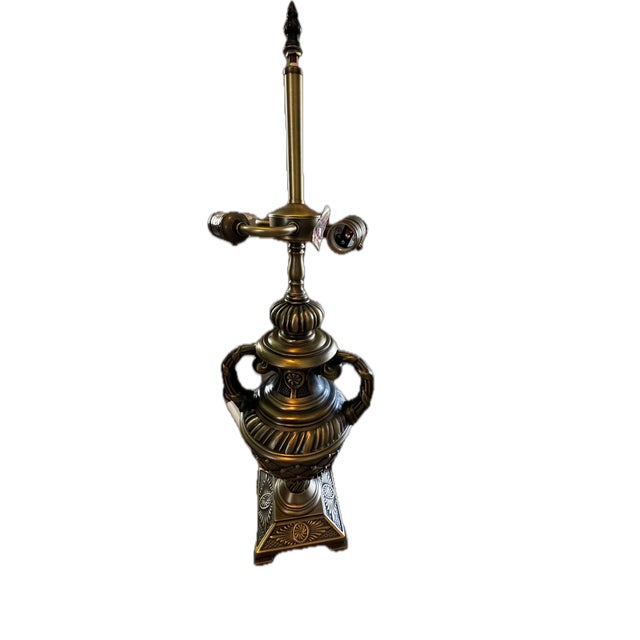 Vintage Rose Petal Tiffany Style Table Lamp With Brass Base For Sale - Image 14 of 16