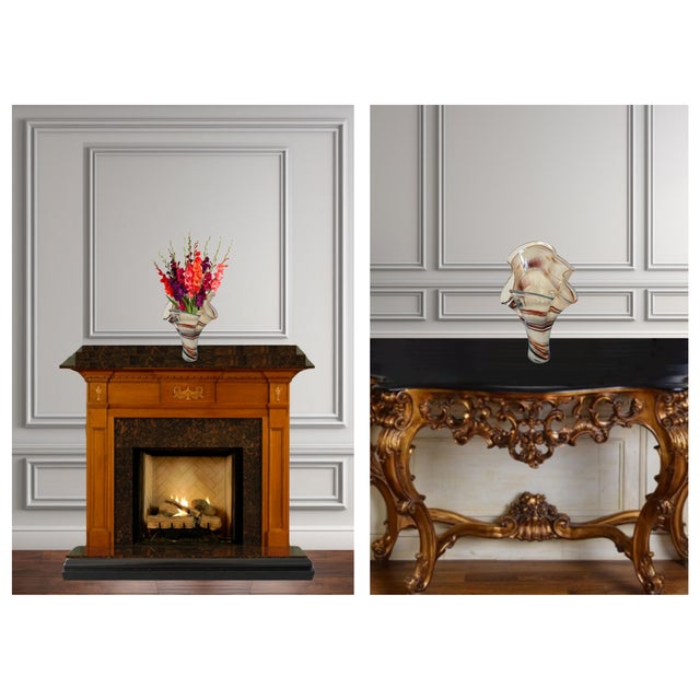 Murano Art Glass Earthy Tone Swirlsmu Trumpet Vase For Sale - Image 10 of 12