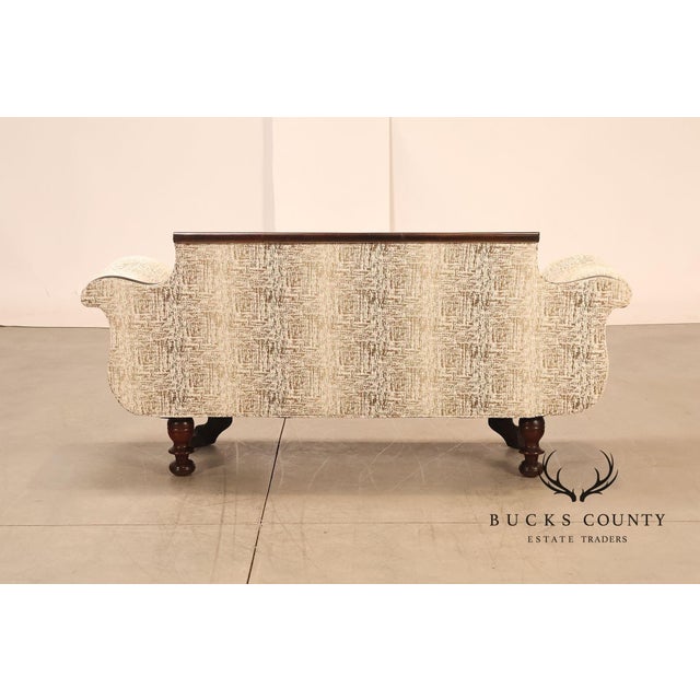 Antique American Upholstered Empire Style Carved Mahogany Sofa For Sale - Image 9 of 18