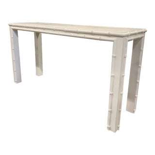 White Vintage Faux Bamboo Wood Console Table For Sale