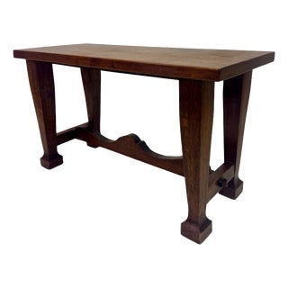 Vintage Art Nouveau Architectural Oak Side Table, 1920s For Sale