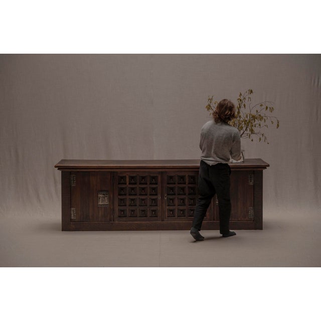 French Brutalist Sideboard in Oak, 1970s For Sale - Image 14 of 18