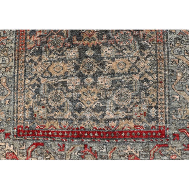 Cerulean Antique Persian Malayer Rug With Colorful All-Over Geometric Design 2'8 X 4'7 For Sale - Image 8 of 10