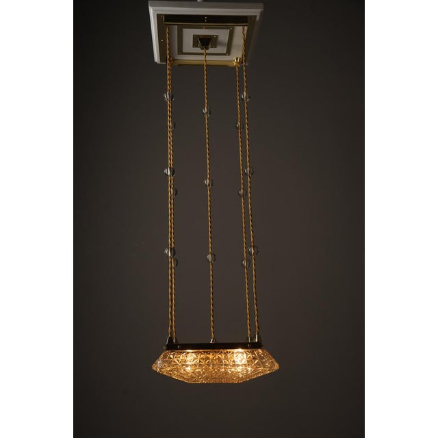 Art Deco Pendant with Cut Glass Shade, Vienna, Austria, 1920s For Sale - Image 3 of 18