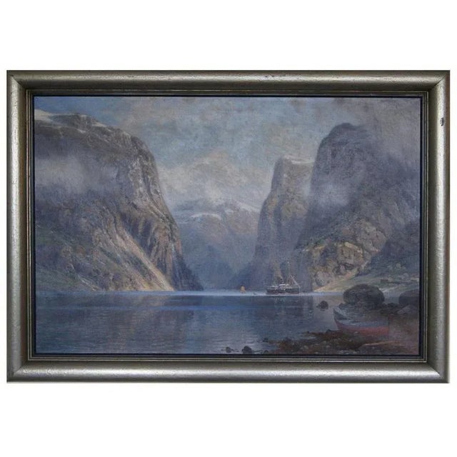 Johannes Harders, Norwegian Fjord View, 1890s, Oil on Canvas For Sale - Image 5 of 5