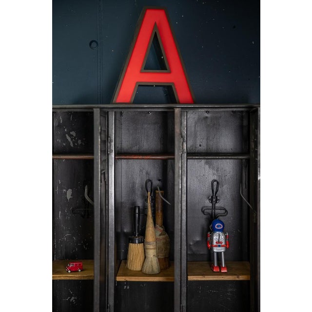 Vintage locker by the French manufacturer Gantois, constructed of sturdy steel with three doors. The fronts feature...