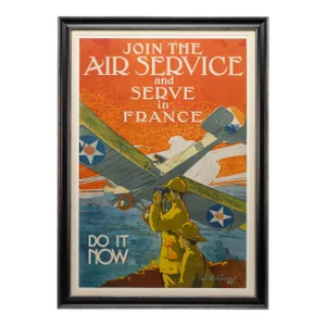 "Join the Air Service and Serve in France" Vintage Wwi Poster by J. Paul Verrees, 1917