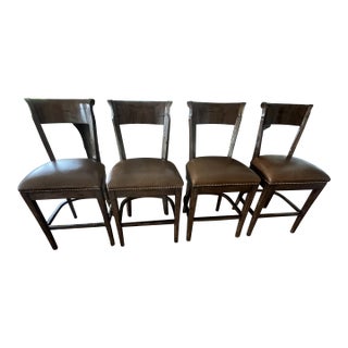 Set of 4 Guy Chaddock Leather Bar Stools For Sale