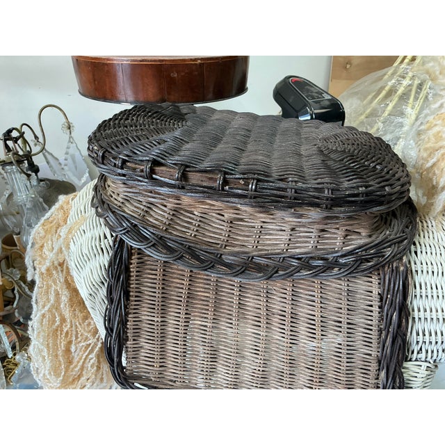 Mid-Century Wicker Horse Side Table / Garden Stool - Glass Eyes Tortoise Ears For Sale - Image 11 of 12