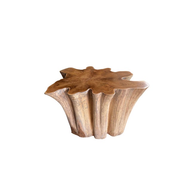 Sculptural Solid Teak Wood Table With Natural Grain & Bleached Finish For Sale - Image 12 of 14