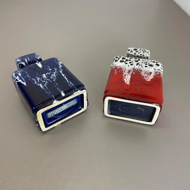 Blue-Red Pottery Fat Lava Glaze WGP Vases by Jopeko, Germany, 1970s, Set of 2 For Sale - Image 17 of 18