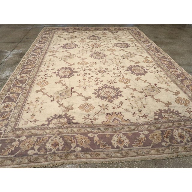 Taupe Galerie Shabab Collection Early 20th Century Turkish Oushak Rug For Sale - Image 8 of 10