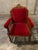 2 Antique Red Velvet and Wood Regal Living Room Chairs For Sale - Image 4 of 11