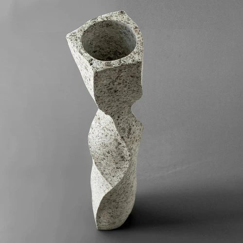 Not Yet Made - Made To Order White Stone Tall Floor Vase - Column Series in Bio Concrete For Sale - Image 5 of 14