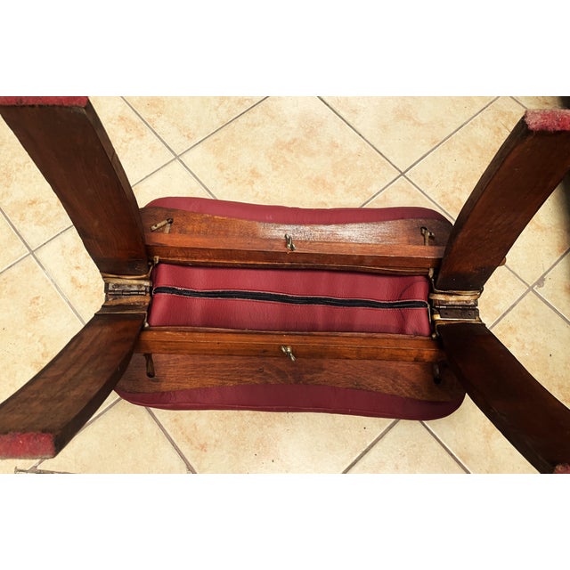 Antique Egyptian Ottoman with Brass Ornamentation and Leather, 1920s For Sale - Image 14 of 18