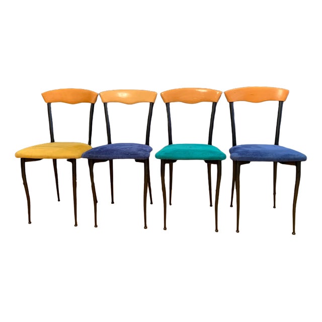Italian Chairs in Alcantara, 1980s, Set of 4 For Sale