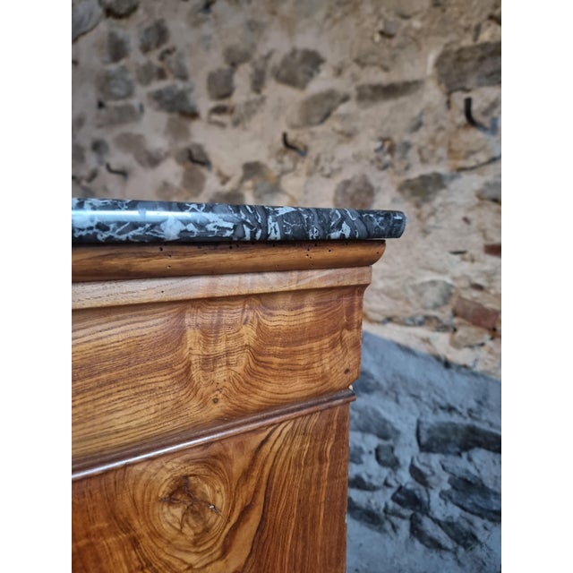 Antique French Elm Commode with Marble Top, 19th Century For Sale - Image 14 of 18