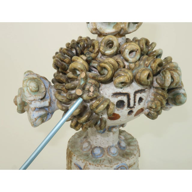 Cream Edith Adi Hand Built Studio Pottery Ceramic Figures Sculptures, a Pair For Sale - Image 8 of 13