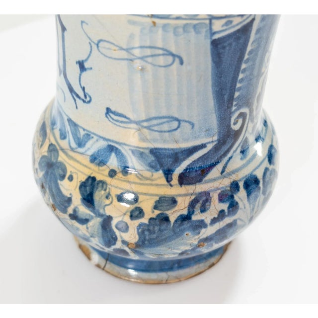 17th Century Italian Blue and White Majolica Maiolica Faience Albarello Drug Jar For Sale - Image 12 of 12