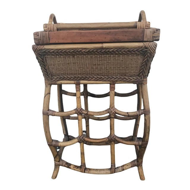 Vintage darling bamboo and wicker Butlers tray table, the top flips to display the tray. Acquired from an estate in south...