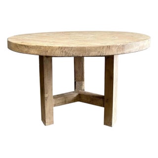 Lexi Round Solid Reclaimed Elm Wood Dining Table For Sale