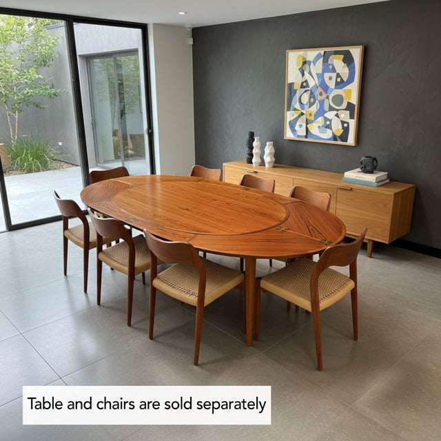 Brown Refinished Expanding Oval Danish Modern Teak Flip-Flap Dining Table by Dyrlund For Sale - Image 8 of 18