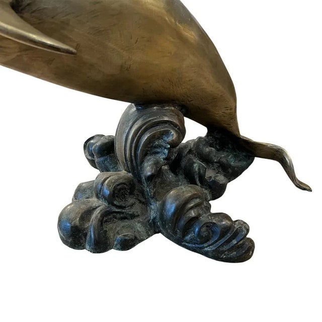 Mid-Century Modern Mid-Century French Brass and Glass Dolphin Coffee Table, 1960s For Sale - Image 3 of 7