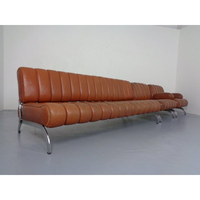 Metal Vintage Camel Leather Sofa and Chairs by Karl Wittmann for Wittmann Möbelwerkstätten, 1960s, Set of 3 For Sale - Image 7 of 18