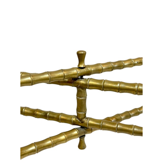 Vintage Hollywood Regency Faux Bamboo Brass Tray Table For Sale - Image 12 of 18