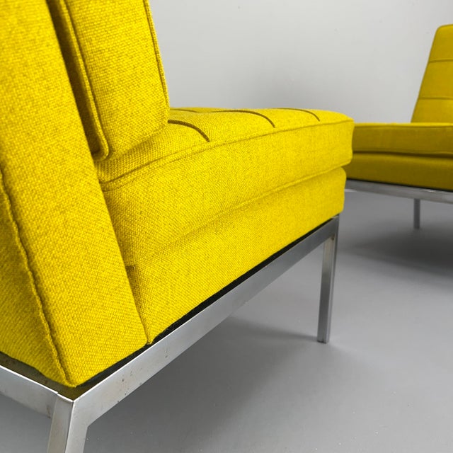 Vintage Yellow Minimalist Lounge Chairs by Florence Knoll for Knoll International, 1960s, Set of 2 For Sale - Image 10 of 15