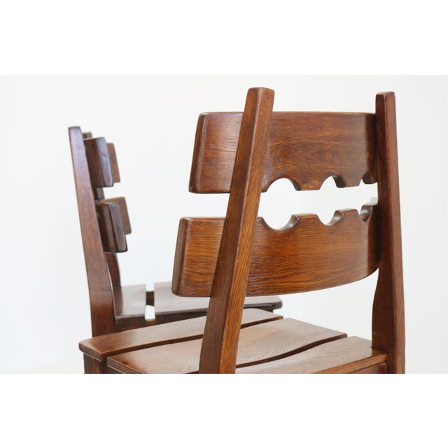 Brown Brutalist Razor Back Chairs by Henning Kjaernulf, 1970, Set of 6 For Sale - Image 8 of 12