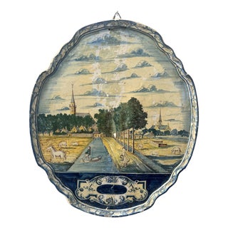 Blue Monochrome Delftware Plaque, 18th Century For Sale