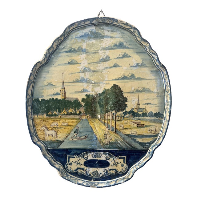 Blue Monochrome Delftware Plaque, 18th Century For Sale