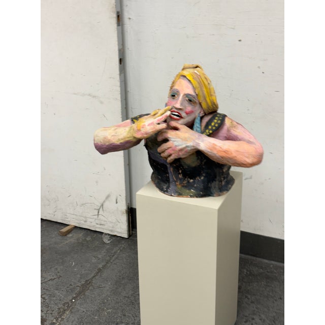 Design Plus Gallery presents the 1989 RockFan 2 Figural Sculpture + Pedesta by Bondene Allen. The sculpture depicts a...