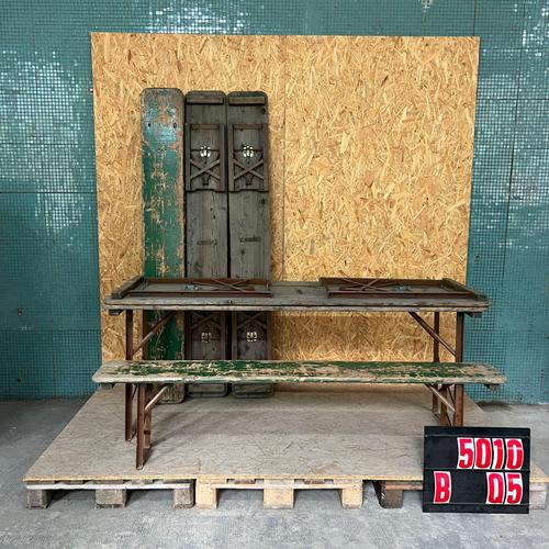 Large French Folding Bench and Table Set, 1950s, Set of 3 For Sale - Image 4 of 4