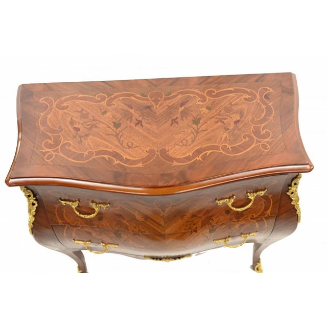 French Bombe Chest of Drawers with Marquetry Inlay For Sale - Image 4 of 11