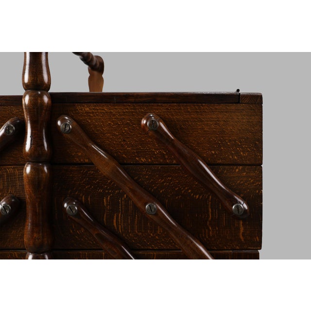 French Wooden Sewing Box with Cantilever Design, 1920s For Sale - Image 4 of 13