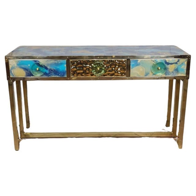 Blue and Gold Murano Glass Console Table from Justfurnituress SRL For Sale - Image 18 of 18