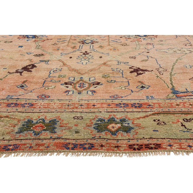 Late 19th Century Turkish Oushak Rug, 11'04 X 13'08 For Sale - Image 4 of 10