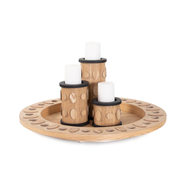 Robin Baron Winfield Wooden Candle Holder- Small For Sale - Image 9 of 11