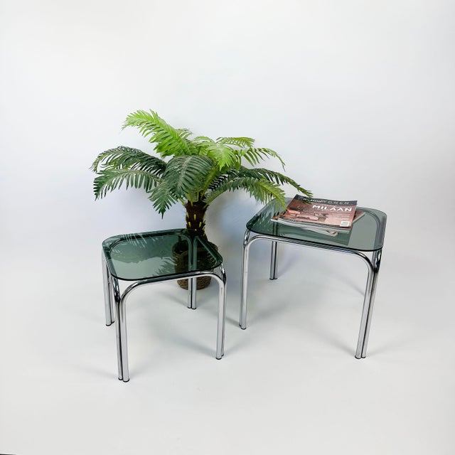 Glass Nesting Tables, 1970s, Set of 2 For Sale - Image 6 of 7