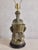 Freshly rewired, beautiful muted olive green ceramic table lamp on a wood base with a lovely brass finial. The perfect...