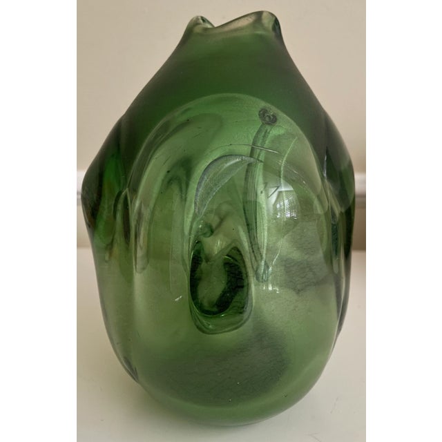 Green Signed Iridescent Glass Vase by Robert C. Fritz For Sale - Image 8 of 12