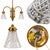Vintage two-light hanging chandelier crafted in polished brass with a long central downrod and a symmetrical architectural...