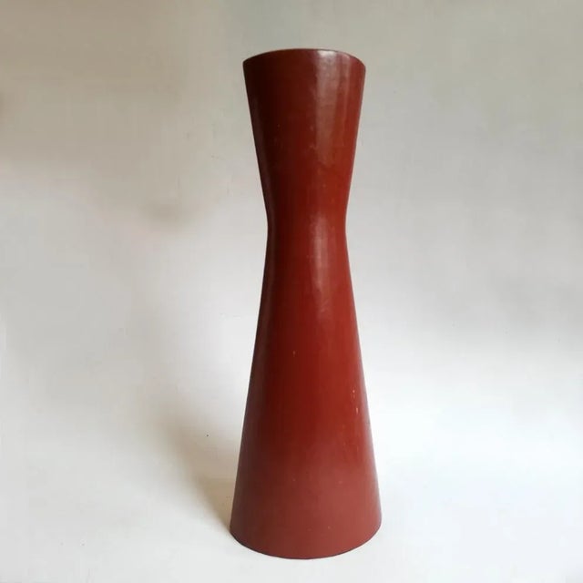 Italian Ceramic and Leather Vase from Cantagalli, 1950s, in Good conditions. Designed 1950 to 1959 This piece is...