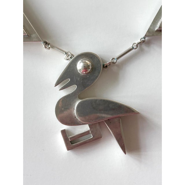 Modern Bird Motif Sterling Silver Necklace and Earrings Set Graziella Laffi For Sale - Image 9 of 14
