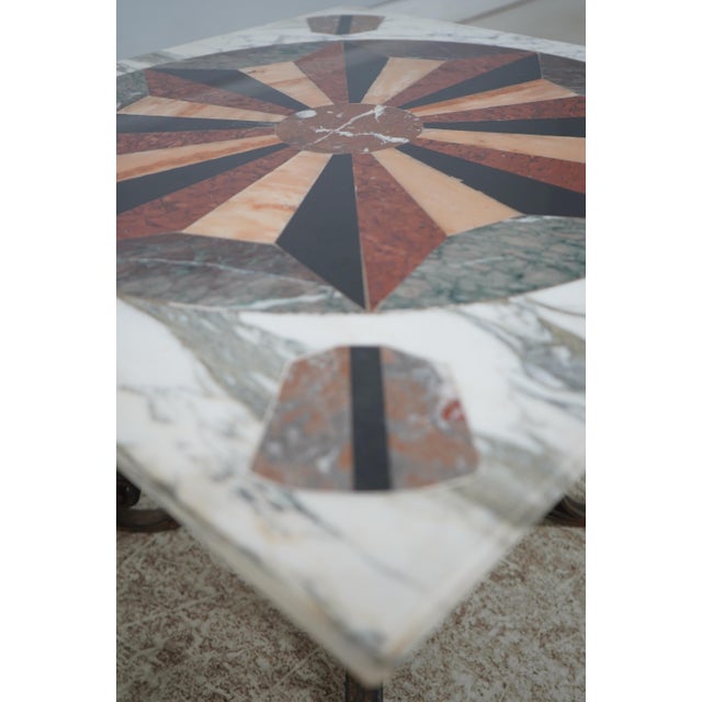 Pietra Dura Style Iron Base Marble Top Table For Sale In Philadelphia - Image 6 of 12