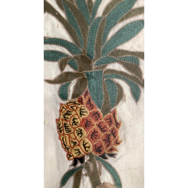 Realism Vintage Embroidered Pineapple Linen Artwork For Sale - Image 3 of 5